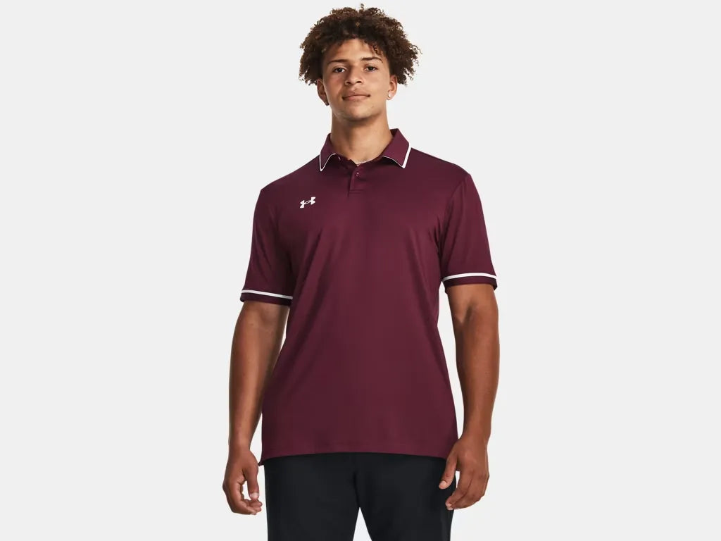 Under Armour Men's Team Tipped Polo Maroon - 1