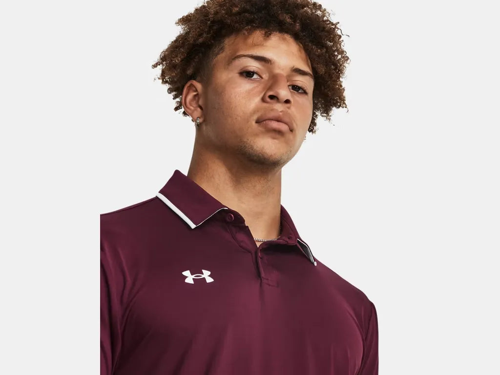 Under Armour Men's Team Tipped Polo Maroon - 6