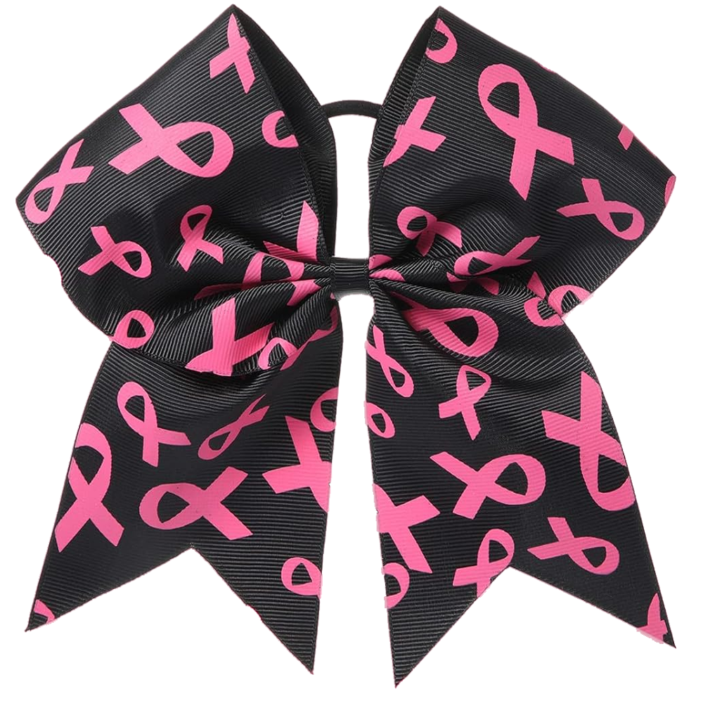 Pink Ribbon Hair Bow - Black